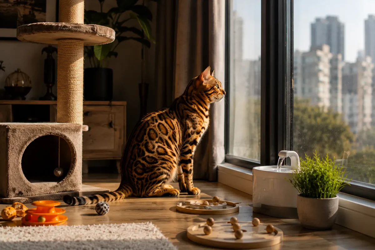 تنهایی گربه بنگال در خانه | نیاز Bengal Cat به بازی و تعامل روزانه