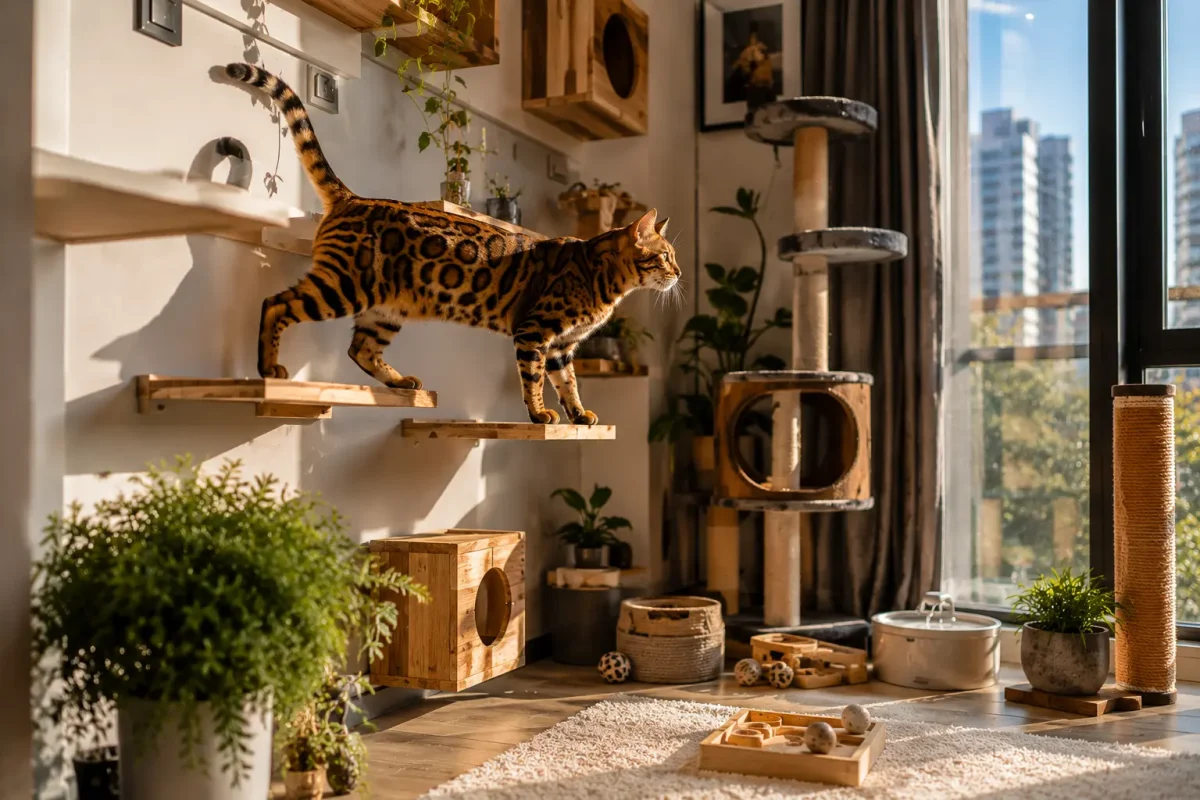 بهترین خانه برای گربه بنگال | محیط مناسب نگهداری Bengal Cat در آپارتمان مدرن