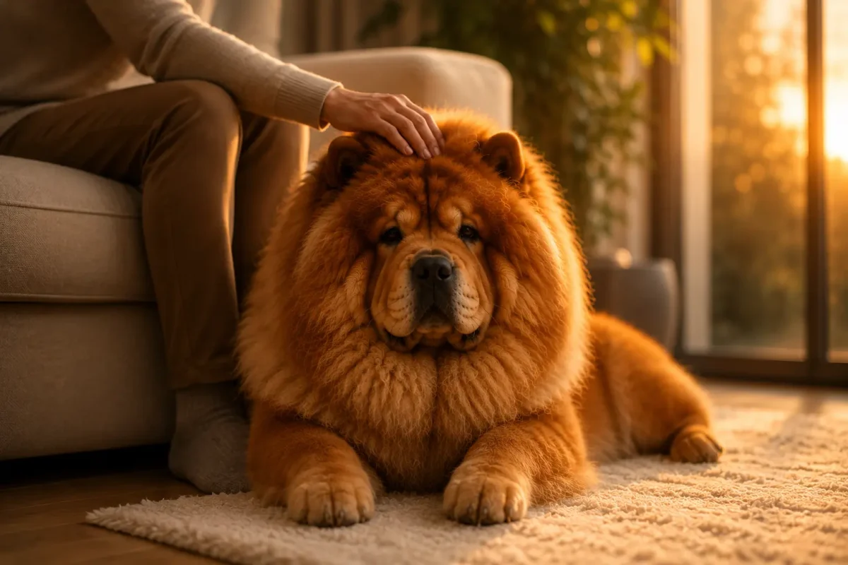 سگ چاو چاو در کنار صاحب خود؛ همراهی و زندگی با این نژاد
