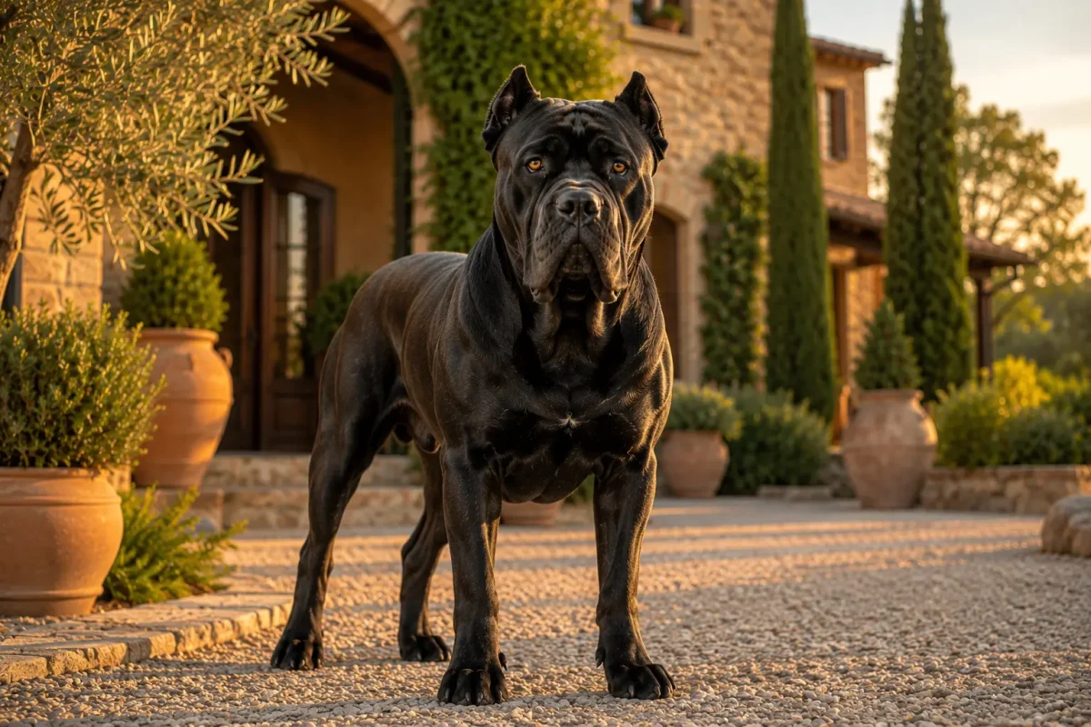 سگ کن کورسو اصیل در حیاط یک ویلای ایتالیایی؛ معرفی نژاد Cane Corso