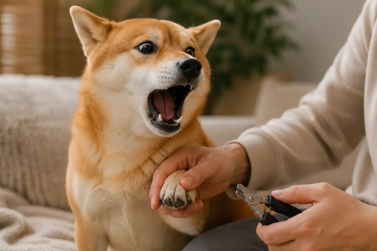 جیغ شیبا اینو یا Shiba Scream هنگام اعتراض به کوتاه کردن ناخن
