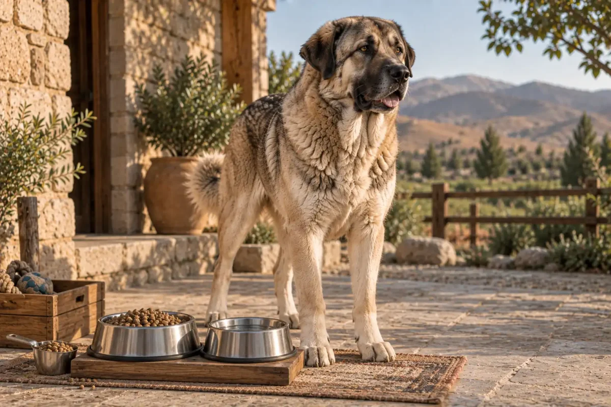 تغذیه متعادل سگ خراسانی با غذای مناسب و آب تازه
